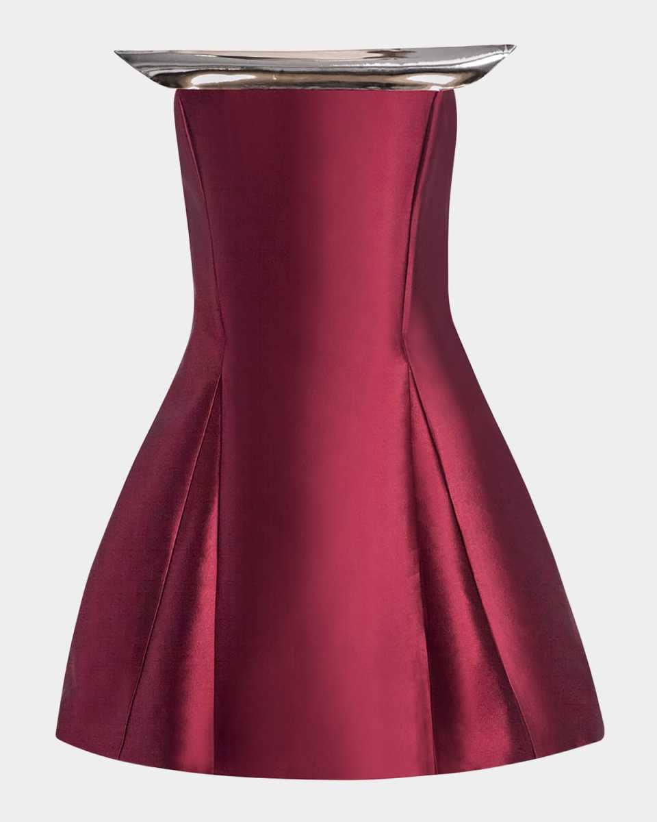 Strapless Sculptural Fit-&-Flare Mini Dress